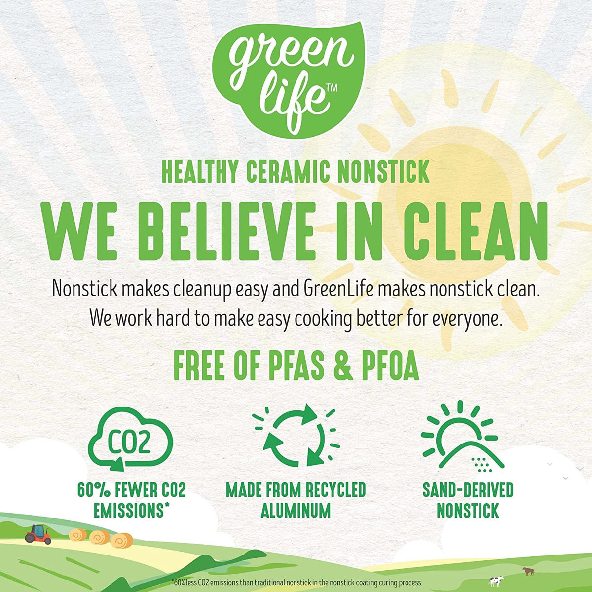 GreenLife wobble-free base ensures even heating across the pan.