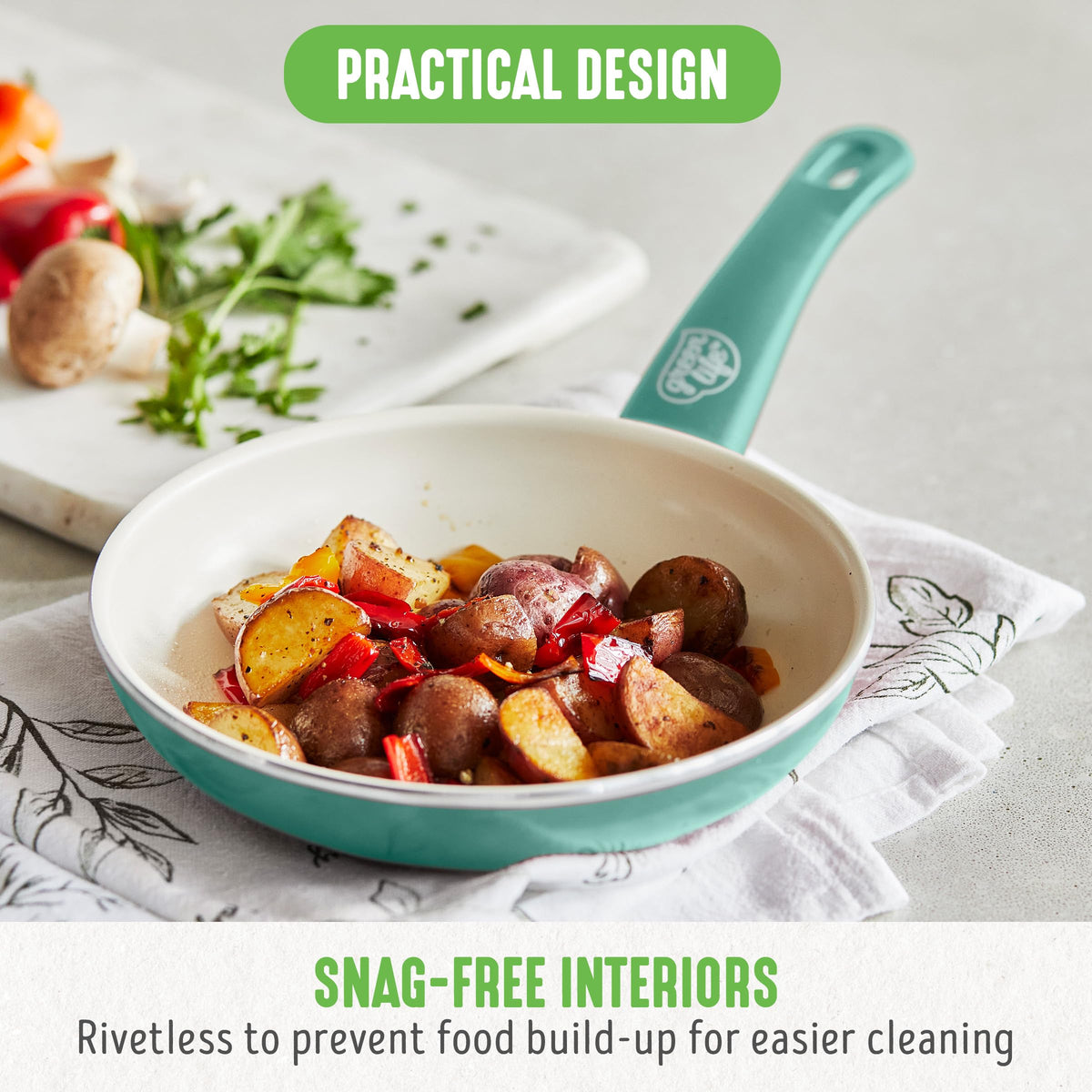 GreenLife wobble-free base for steady heating and control.