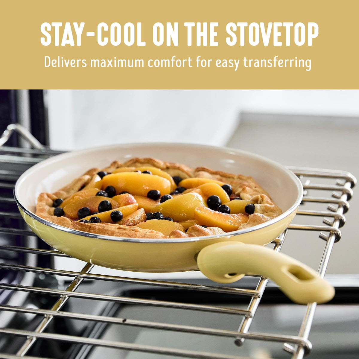 GreenLife wobble-free base ensures even heating across the pan.