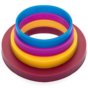 GreenOlive multicolor bands on a rolling pin showing color-coded widths