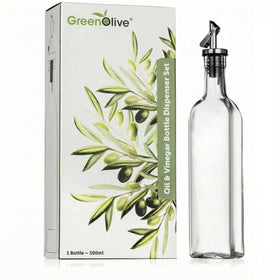 GREENOLIVE olive oil dispenser in clear 17oz glass for a mess-free pour