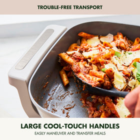 Dishwasher-safe GreenPan skillet enables easy cleanup after busy dinners.