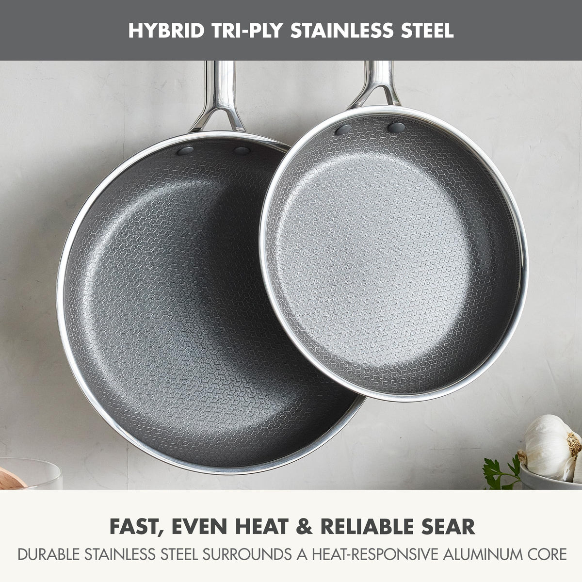 GreenPan Apex Thermobond technology enhances searing and nonstick release.
