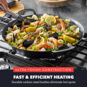 GreenPan x Bobby Flay paella pan inner surface highlights natural nonstick patina.