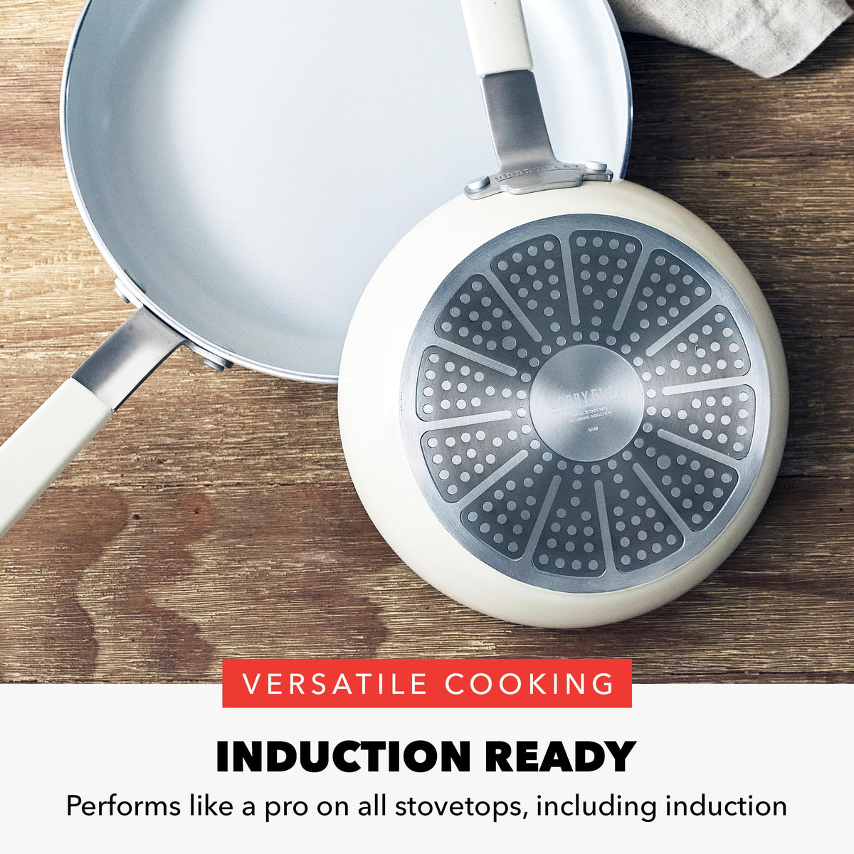 GreenPan Bobby Flay 8-inch frypan in action for quick searing and clean release.