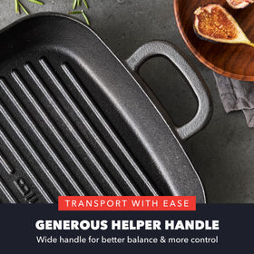 GreenPan Bobby Flay grill pan close-up reveals ridges creating distinct sear marks