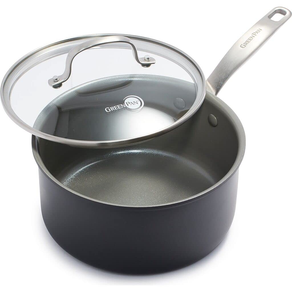 GreenPan Chatham 3QT saucepan with lid, ideal for simmering sauces without sticking
