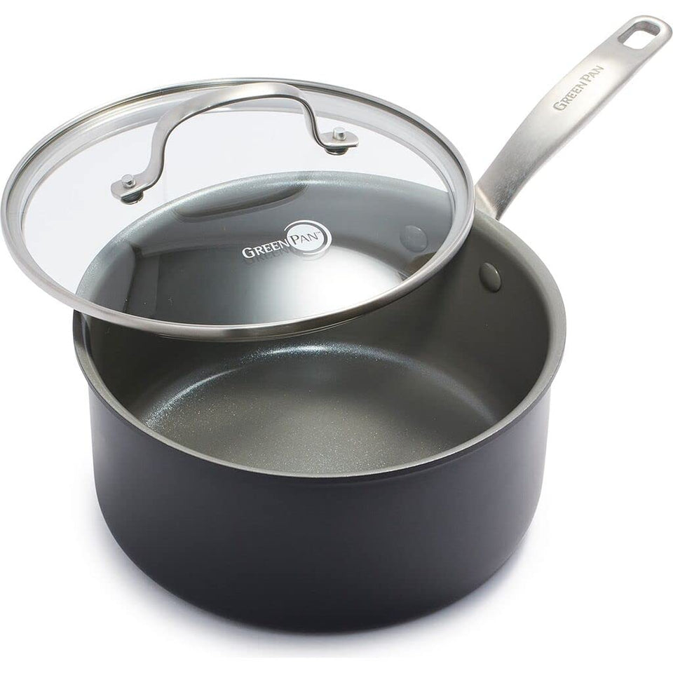 GreenPan Chatham 3QT saucepan with lid, ideal for simmering sauces without sticking