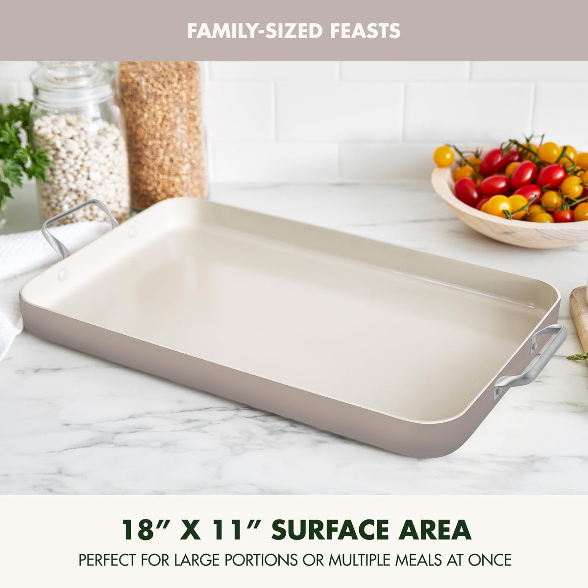 GreenPan diamond-infused nonstick coating enables easy release and quick cleanup