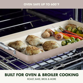 GreenPan hardened aluminum base delivers fast, even heating across the pan
