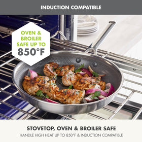 GreenPan Hybrid 8-inch pan etched apex pattern directs heat for even browning