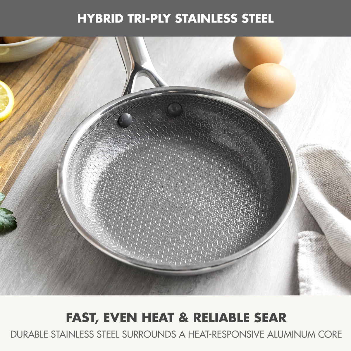 GreenPan Hybrid 8-inch pan Infinite8 nonstick for long-lasting release and easy cleanup
