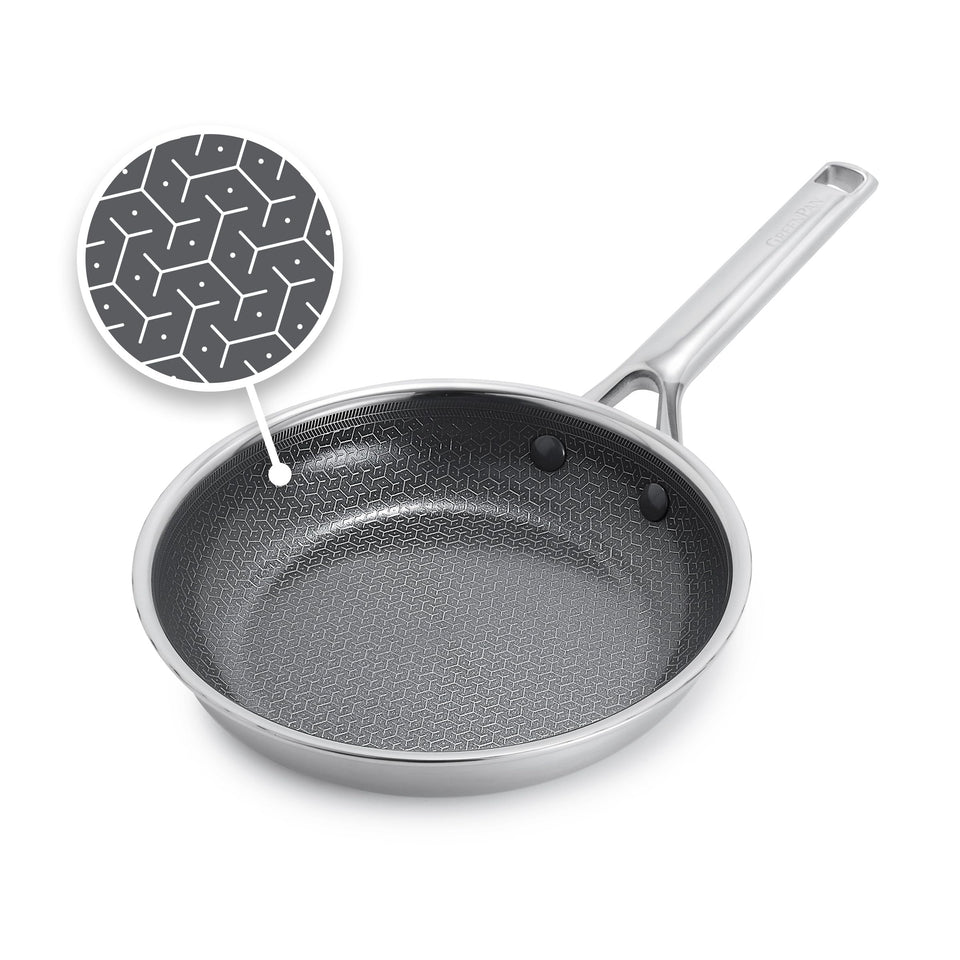 GreenPan Hybrid 8-inch pan demonstrates searing power with diamond-infused nonstick