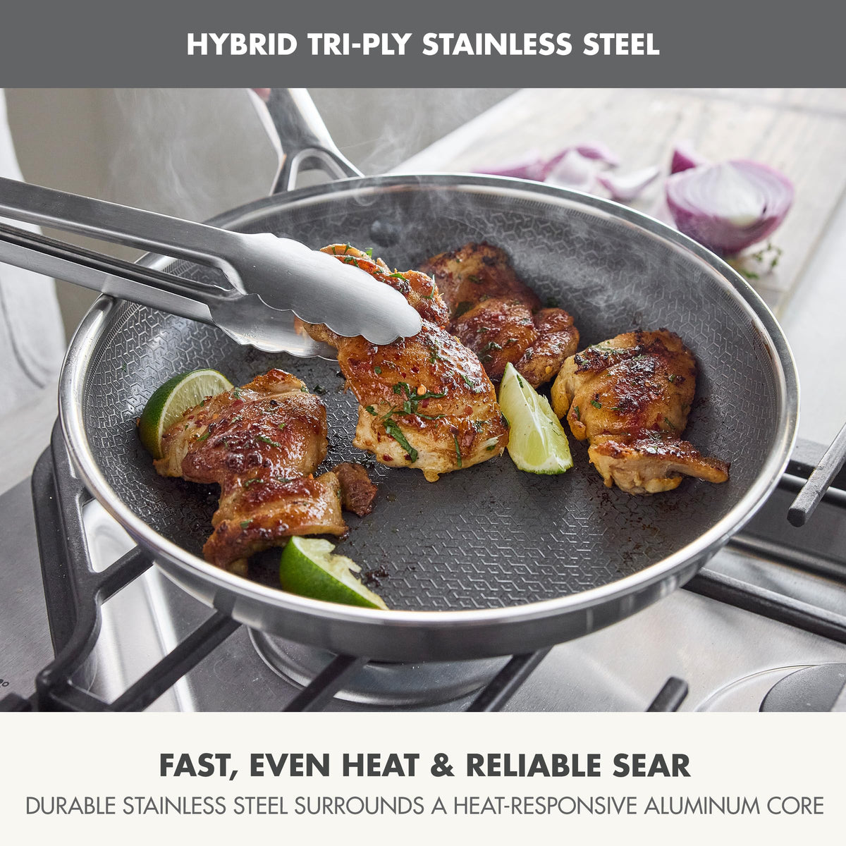 GreenPan Hybrid Infinite8 ceramic nonstick for easy release and cleanup