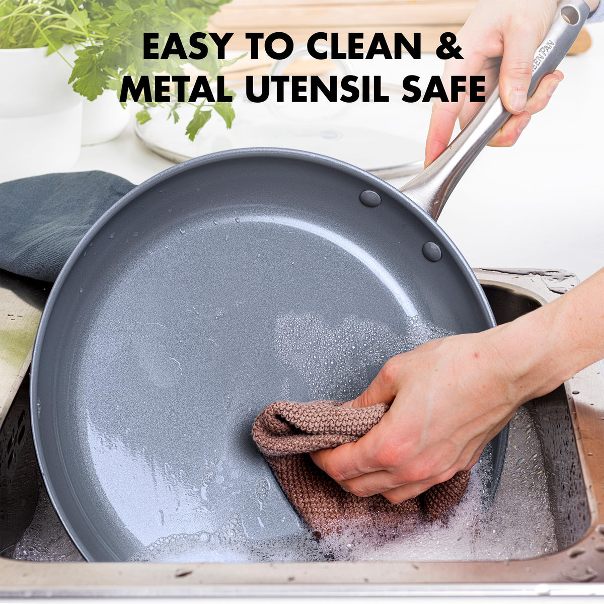 GreenPan Lima oven-safe up to 600°F enabling broiling and roasting