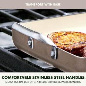 GreenPan oven-safe up to 350°F allows finishing dishes in the oven or broiler