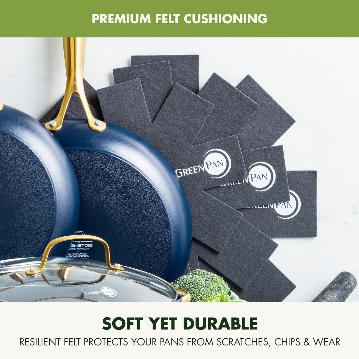 GreenPan Pan Protectors set of 3 keep pans organized and protected.