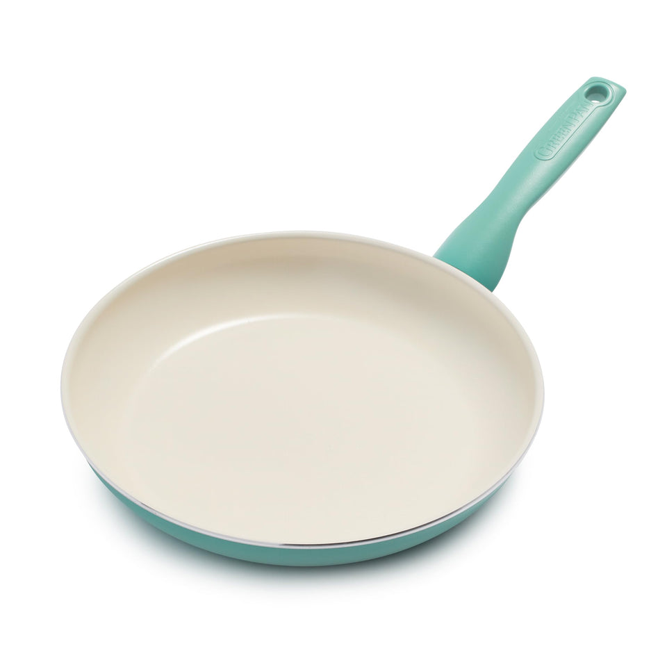 GreenPan Rio 10in turquoise frypan with easy-release coating for quick cooking