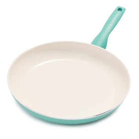 GreenPan Rio 12in frypan top view showing easy-release coating for quick cleanup