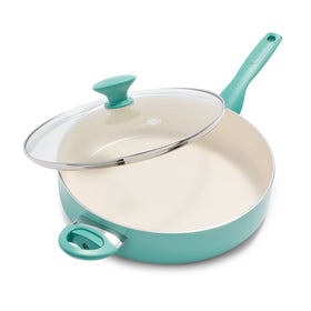 GreenPan Rio 5Qt sauté pan with lid provides easy viewing and even heating.