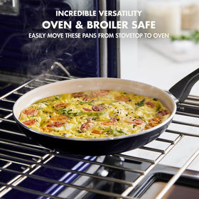 Diamond-infused coating provides durable, even heating on the Rio pan