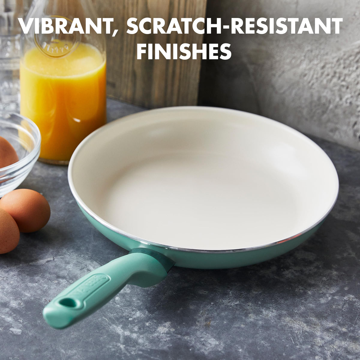 GreenPan Rio turquoise frypan ready for everyday kitchen use