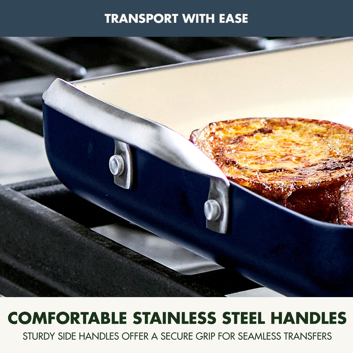 GreenPan Rio heavy-duty aluminum body delivers quick, even heat.