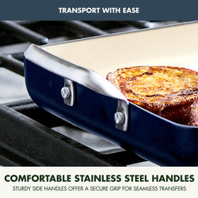 GreenPan Rio heavy-duty aluminum body delivers quick, even heat.