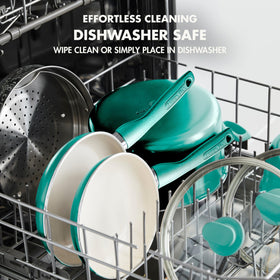 GreenPan Rio heavy-duty aluminum body heats quickly and evenly.