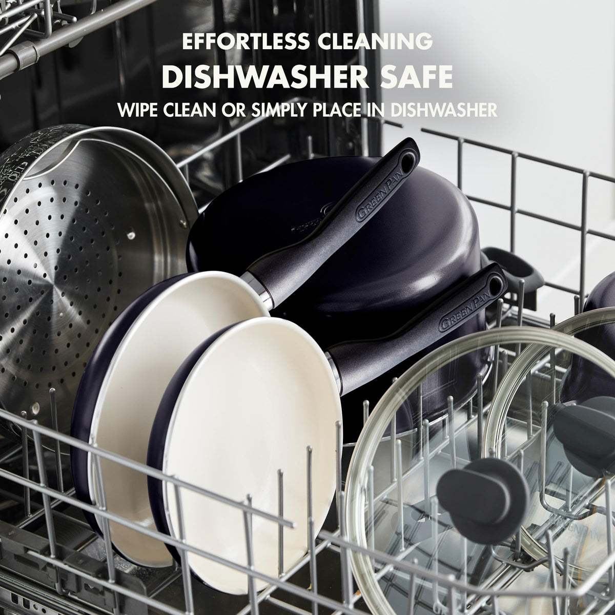 GreenPan Rio stay-cool handles offer a comfortable grip during cooking