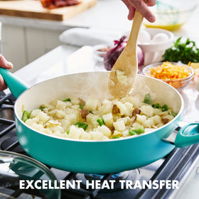 GreenPan Rio with Thermolon ceramic coating for toxin-free cooking and easy release.