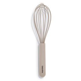 GreenPan silicone whisk with flexible edges for easy reaching and smooth mixing.