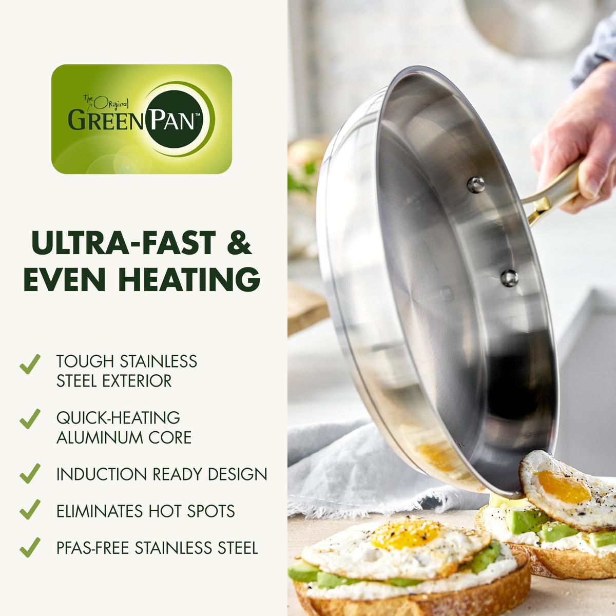 GreenPan 10-inch frying pan for precise searing and even heat.