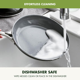 GreenPan Swift dishwasher-safe pan shown for quick, hassle-free cleanup