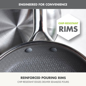 GreenPan Tri-Ply stainless steel construction ensures even heat and browning.