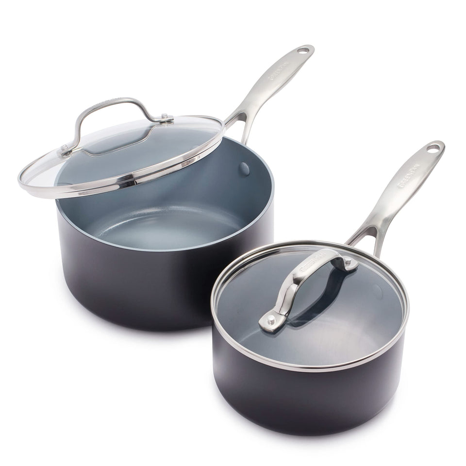 GreenPan Valencia Pro 1.66QT saucepan with lid, easy release for sauces