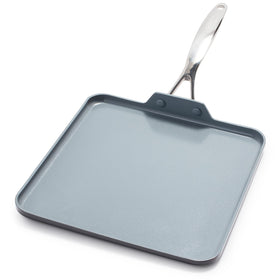 GreenPan Valencia Pro 11-inch griddle top view highlights even heating and durability
