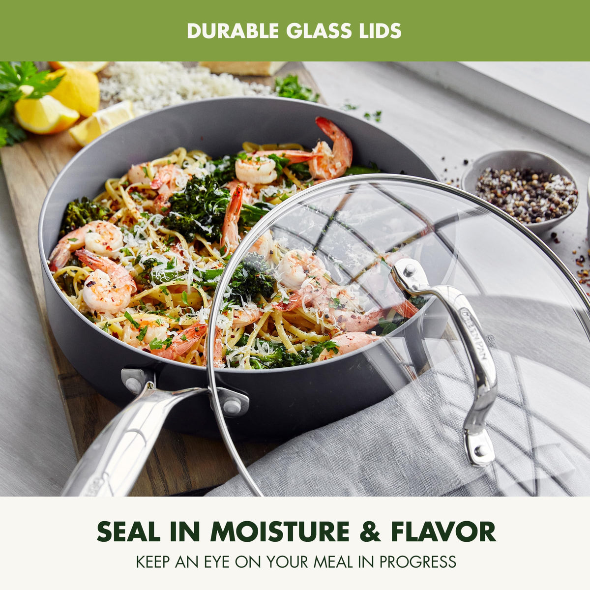 GreenPan Valencia Pro 3QT saucepan with lid excels at sauce reductions and gentle simmering