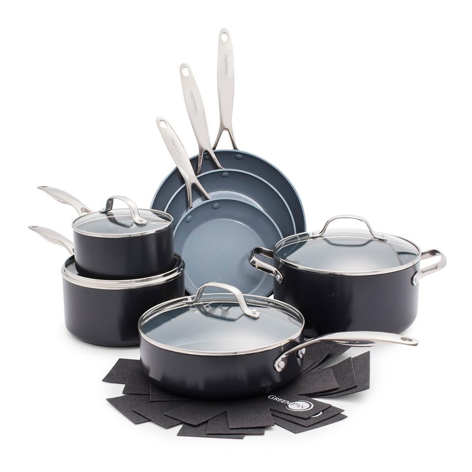 GreenPan Valencia Pro 8-inch frypan showing quick sauté and even heating