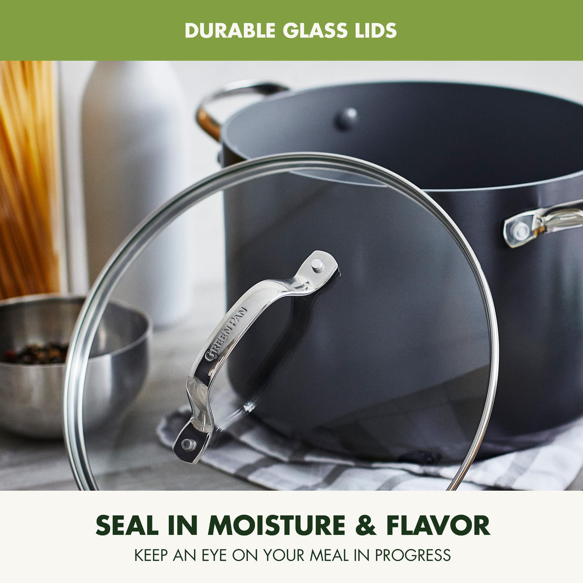 GreenPan Valencia Pro glass lid lets you monitor progress
