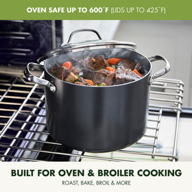 GreenPan Valencia Pro pot features stainless steel handle for cool grip