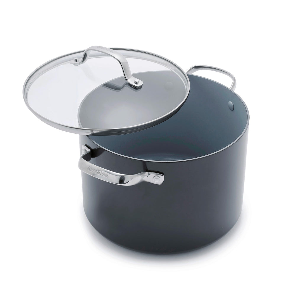 GreenPan Valencia Pro 8Qt stock pot with lid for durable, family-size cooking
