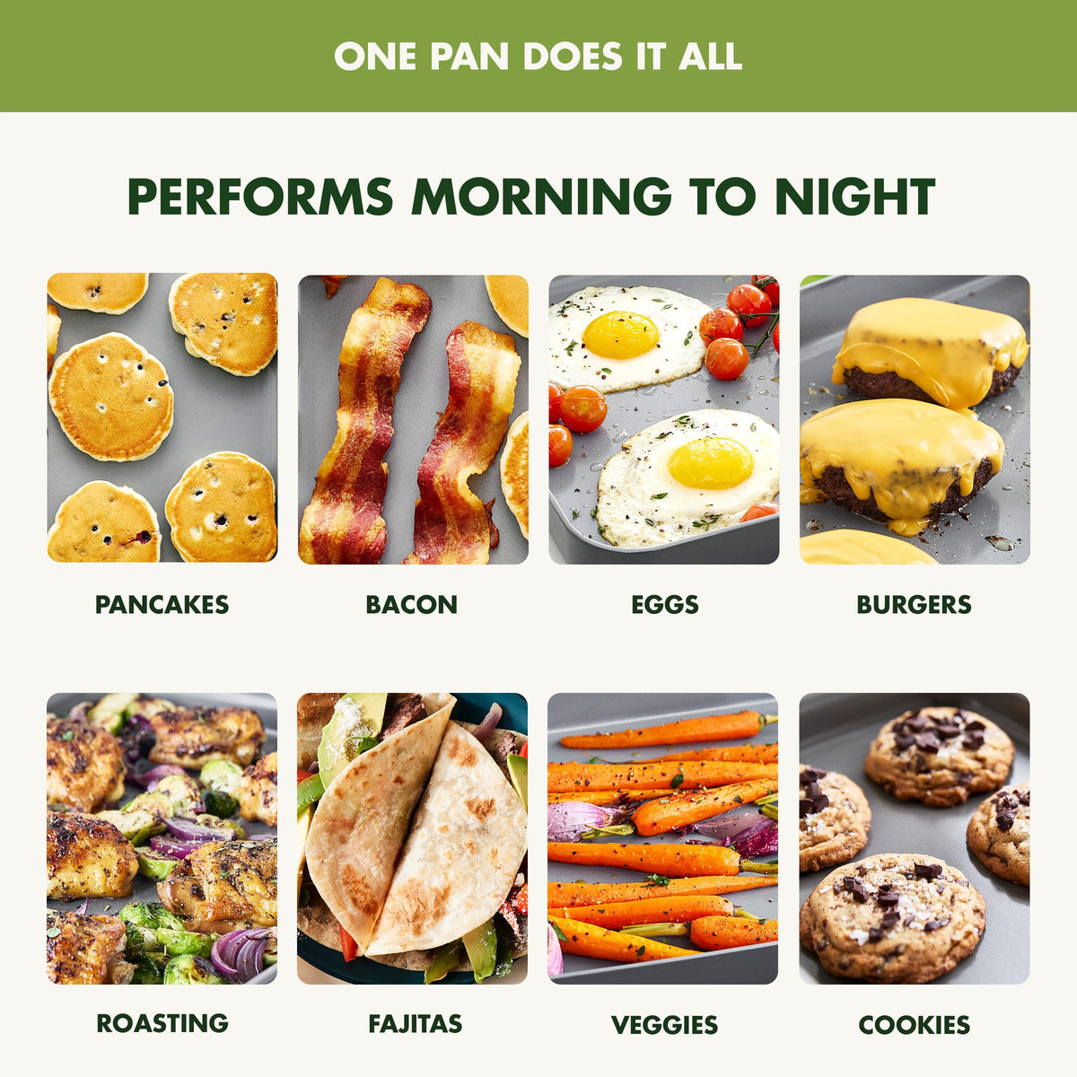 GreenPan Valencia Pro ceramic nonstick coating closeup showcases easy release and toxin-free cooking.