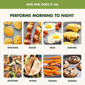 GreenPan Valencia Pro ceramic nonstick coating closeup showcases easy release and toxin-free cooking.