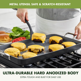 GreenPan Valencia Pro dishwasher-safe icon indicates easy cleanup after meals.