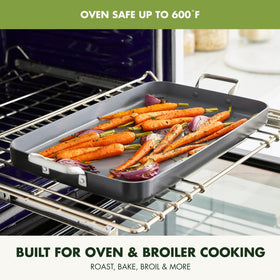 GreenPan Valencia Pro ergonomic stainless steel handle shown for secure cooking grip.