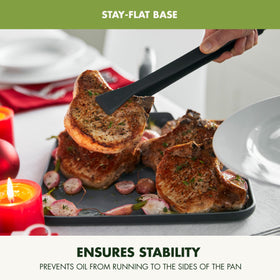 GreenPan Valencia Pro 11in grill pan with lid for searing marks.