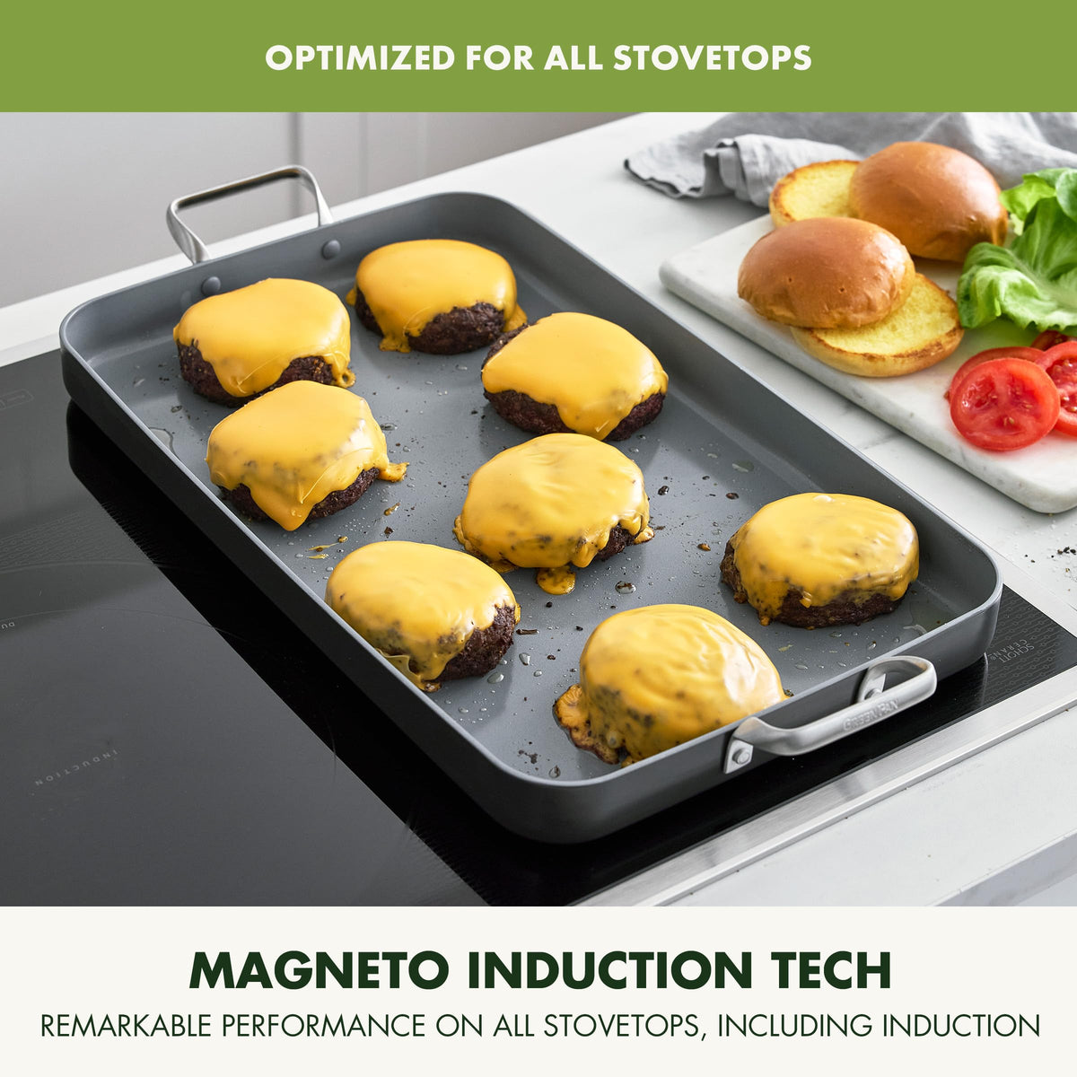 GreenPan Valencia Pro hard anodized body emphasizes durability and steady heat.