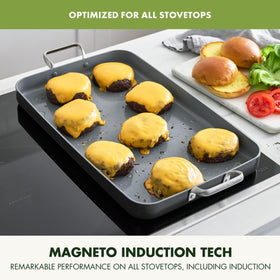 GreenPan Valencia Pro hard anodized body emphasizes durability and steady heat.