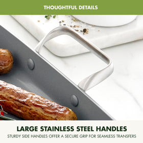 GreenPan Valencia Pro oven-safe up to 600°F for finishing dishes in the oven.